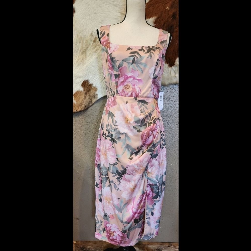 Premier Amour Floral Pink Sleeveless Dress Sz 8